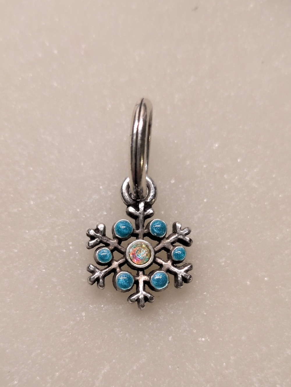 Brighton RARE! Teal Christmas Snowflake Charm Nite Before Xmas Charm EUC!